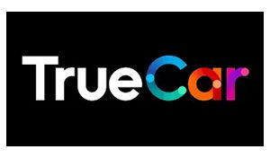 True Car Logo in White and Colors on a Black Background
