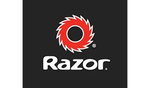 A Razor Logo in White and Red Color